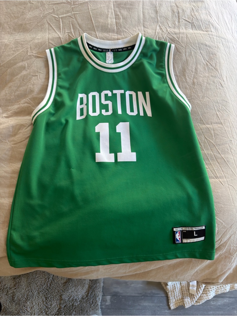 NBA Boston Green Sleeveless Basketball Jersey with White Trim - #11